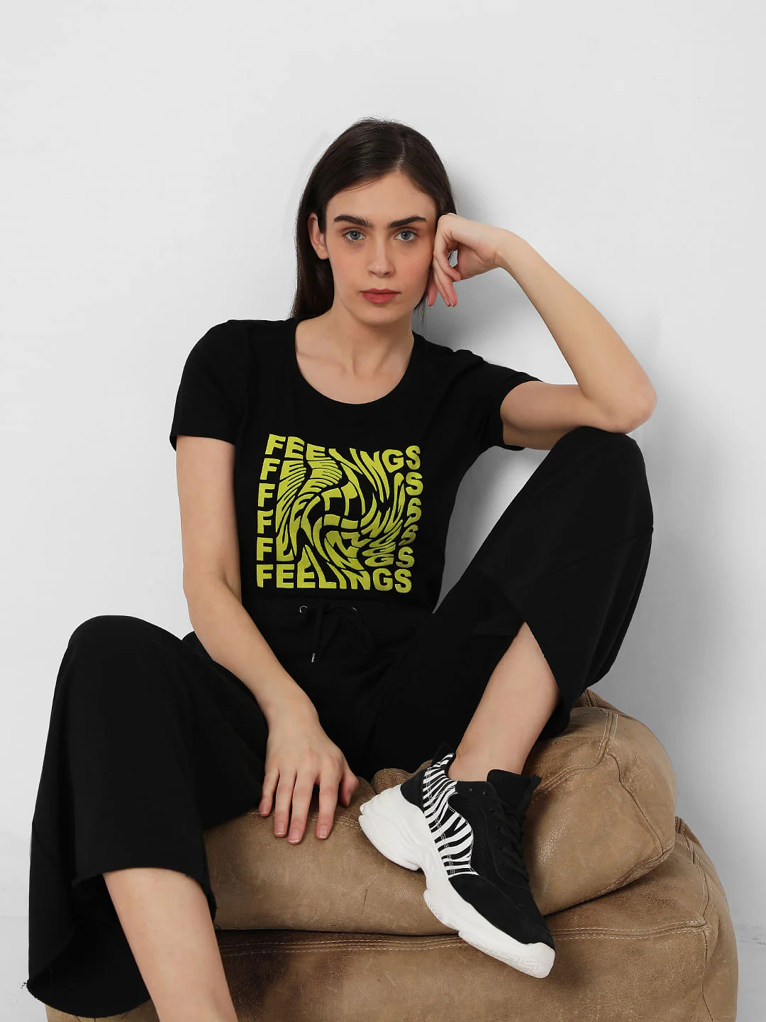 Black Chest Print T-Shirt
