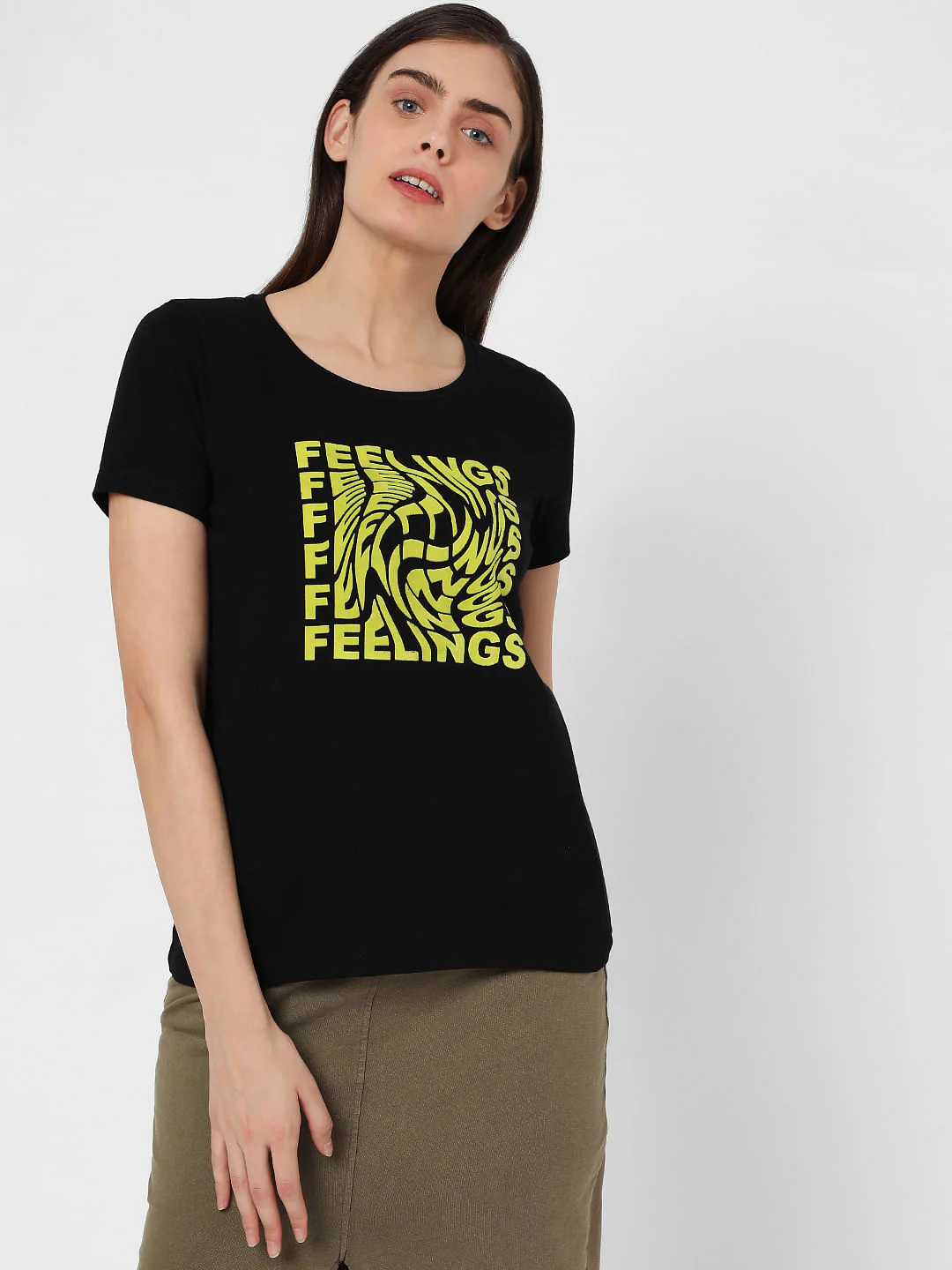 Black Chest Print T-Shirt - Image 2