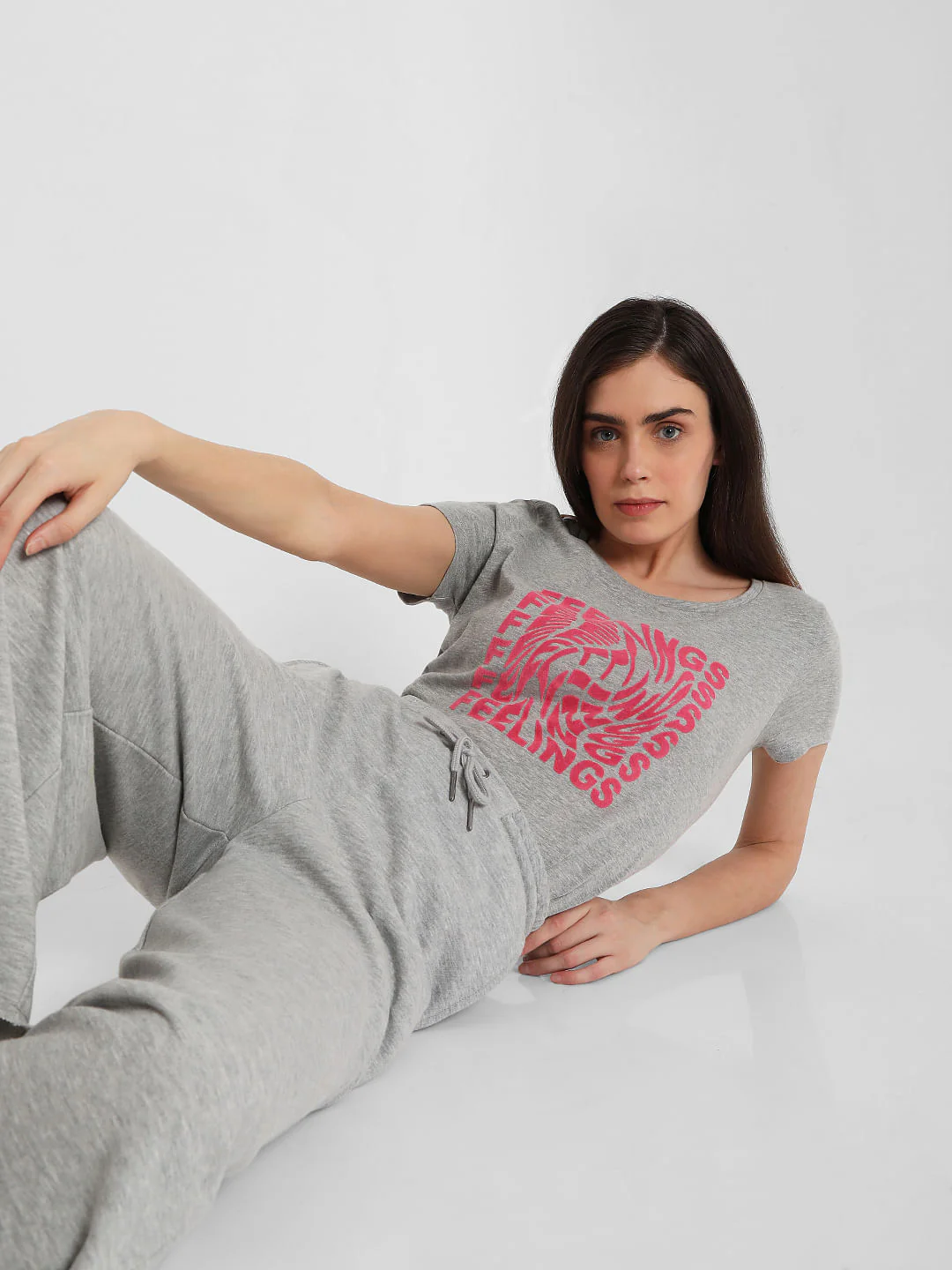 Grey Chest Print T-Shirt