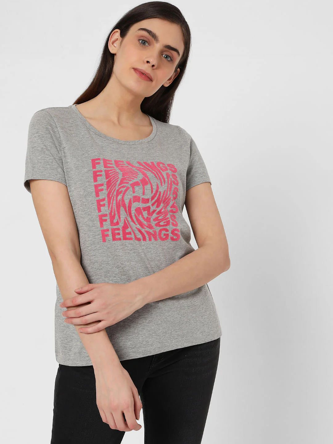 Grey Chest Print T-Shirt - Image 2