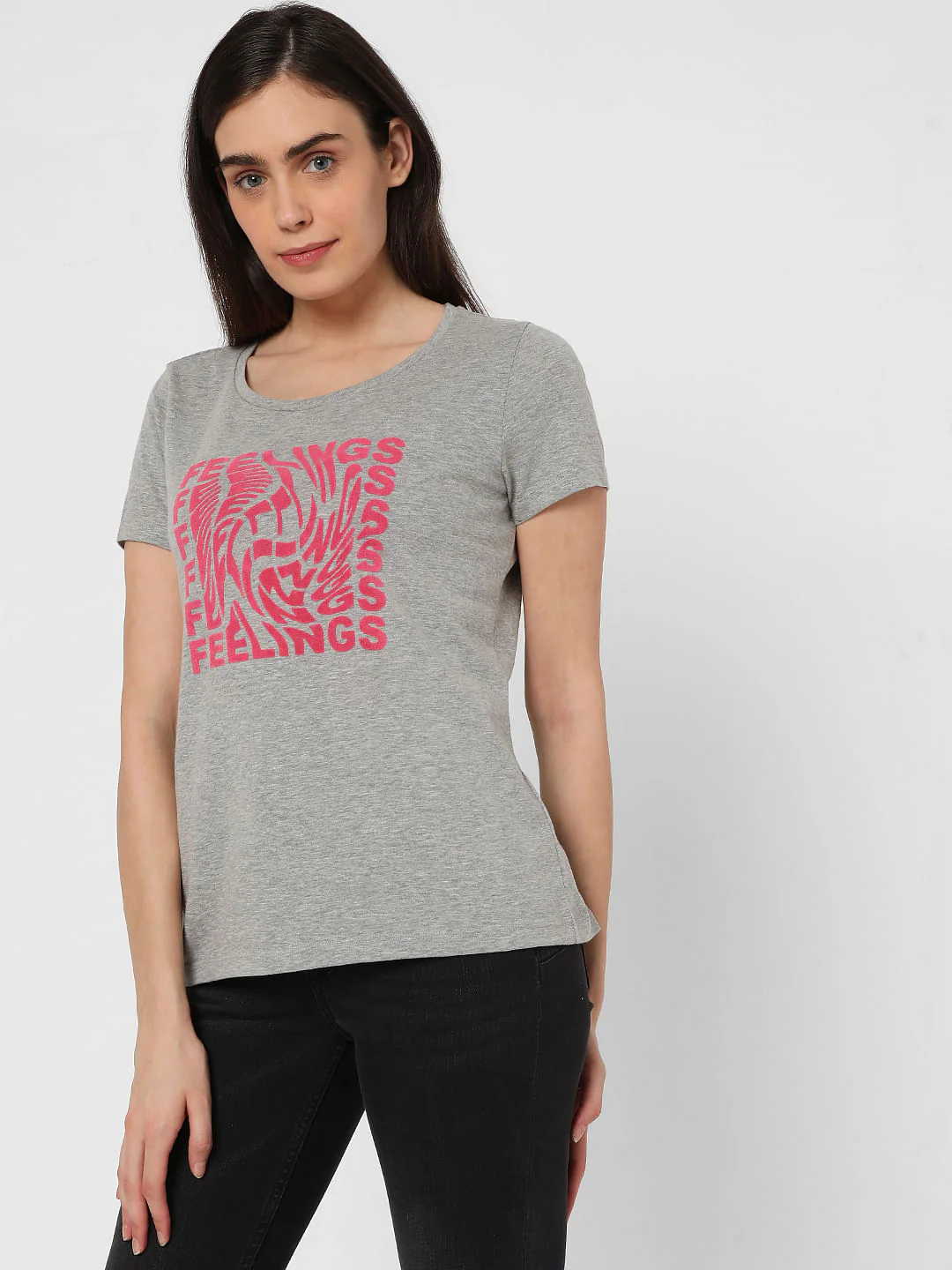 Grey Chest Print T-Shirt - Image 3