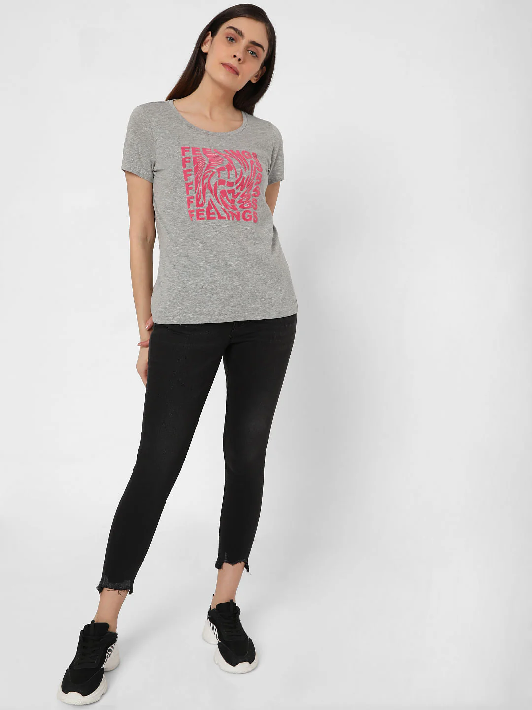 Grey Chest Print T-Shirt - Image 5