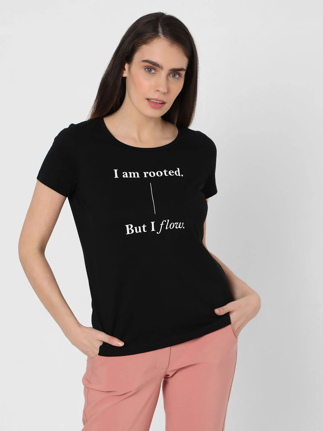 Black Slogan Print T-Shirt - Image 2