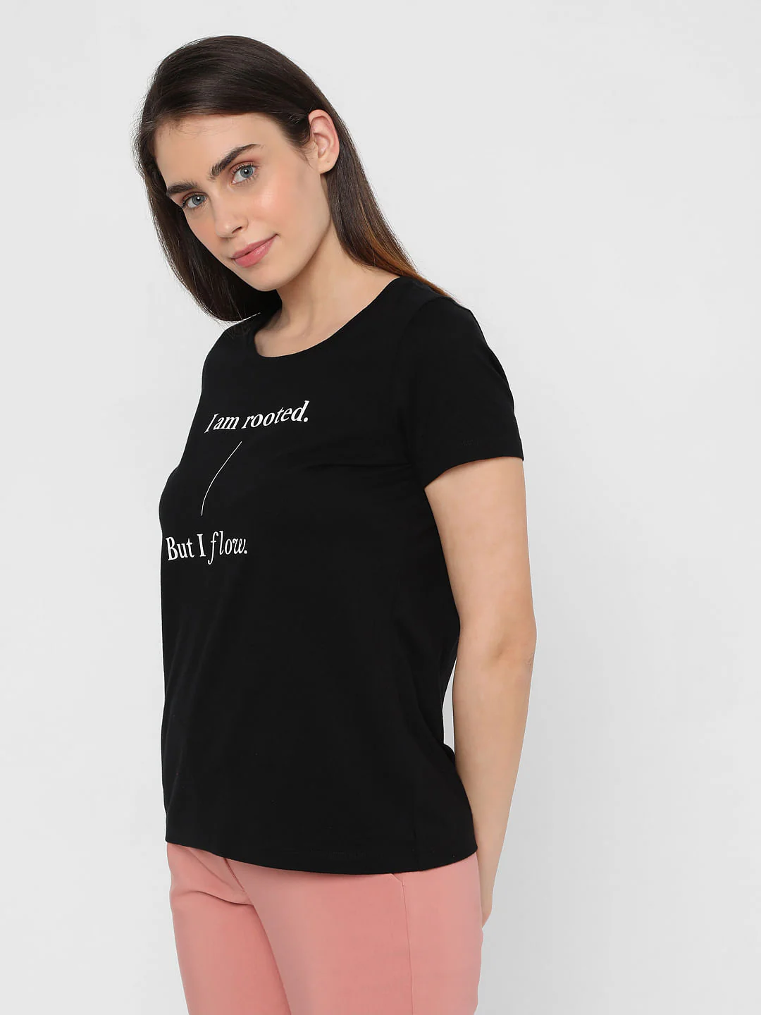 Black Slogan Print T-Shirt - Image 3