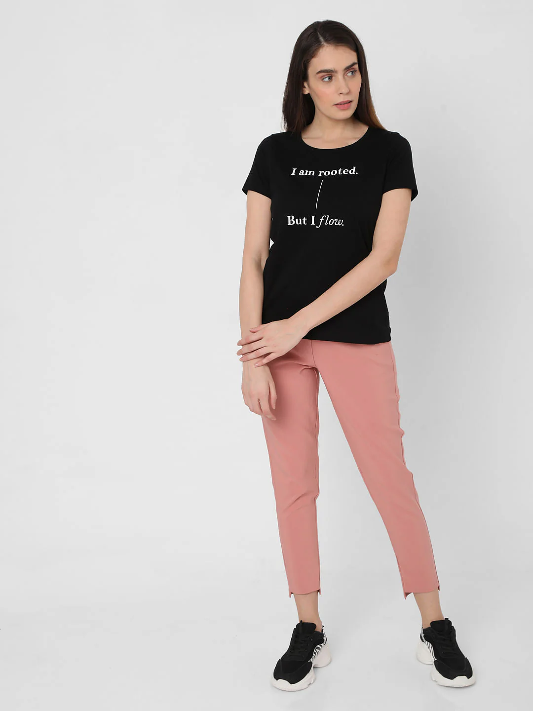Black Slogan Print T-Shirt - Image 5