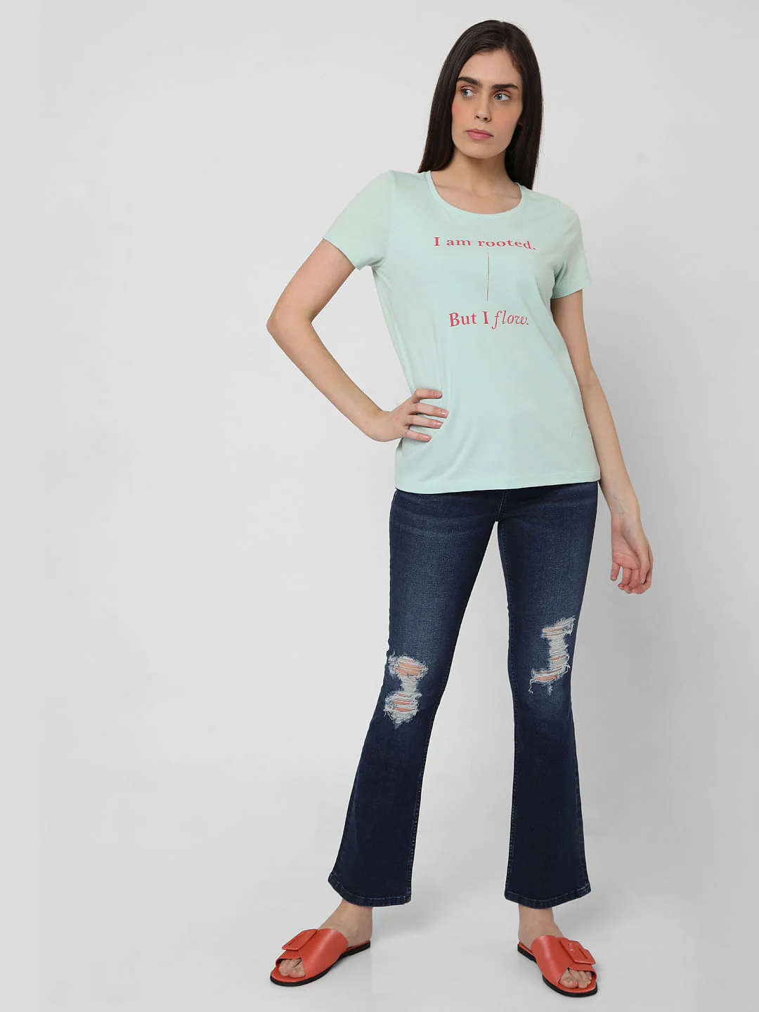 Blue Slogan Print T-Shirt - Image 5