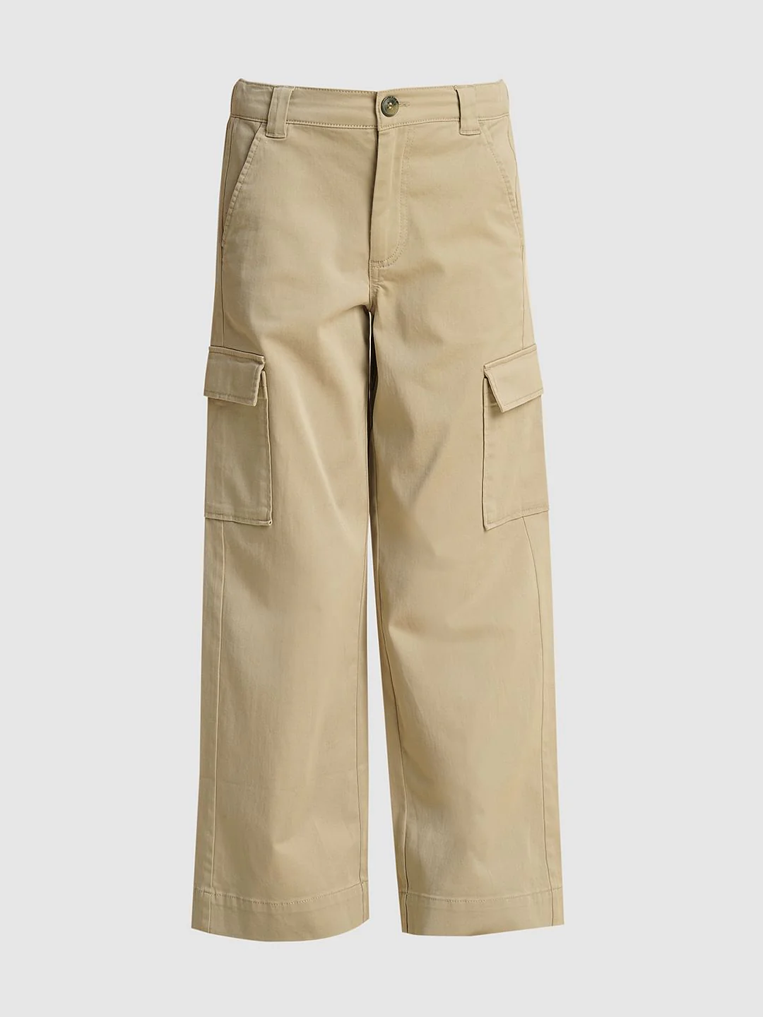 Girls Brown Wide Leg Cargo Pants - Image 5
