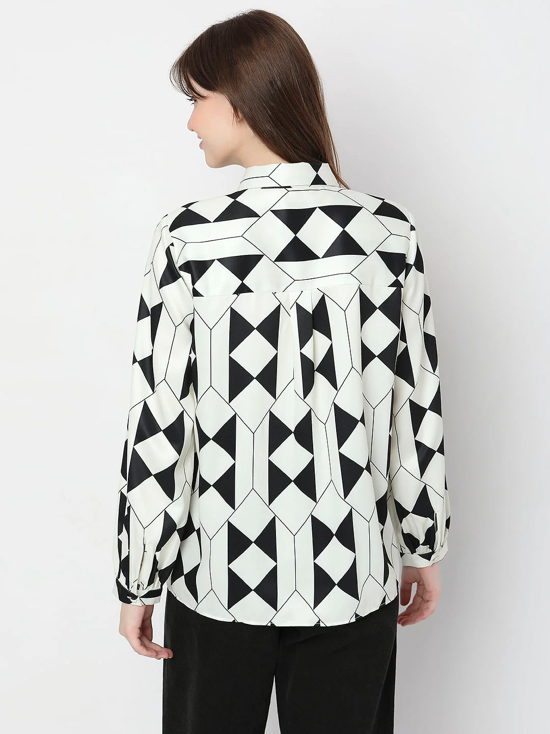 White Abstract Print Shirt - Image 4