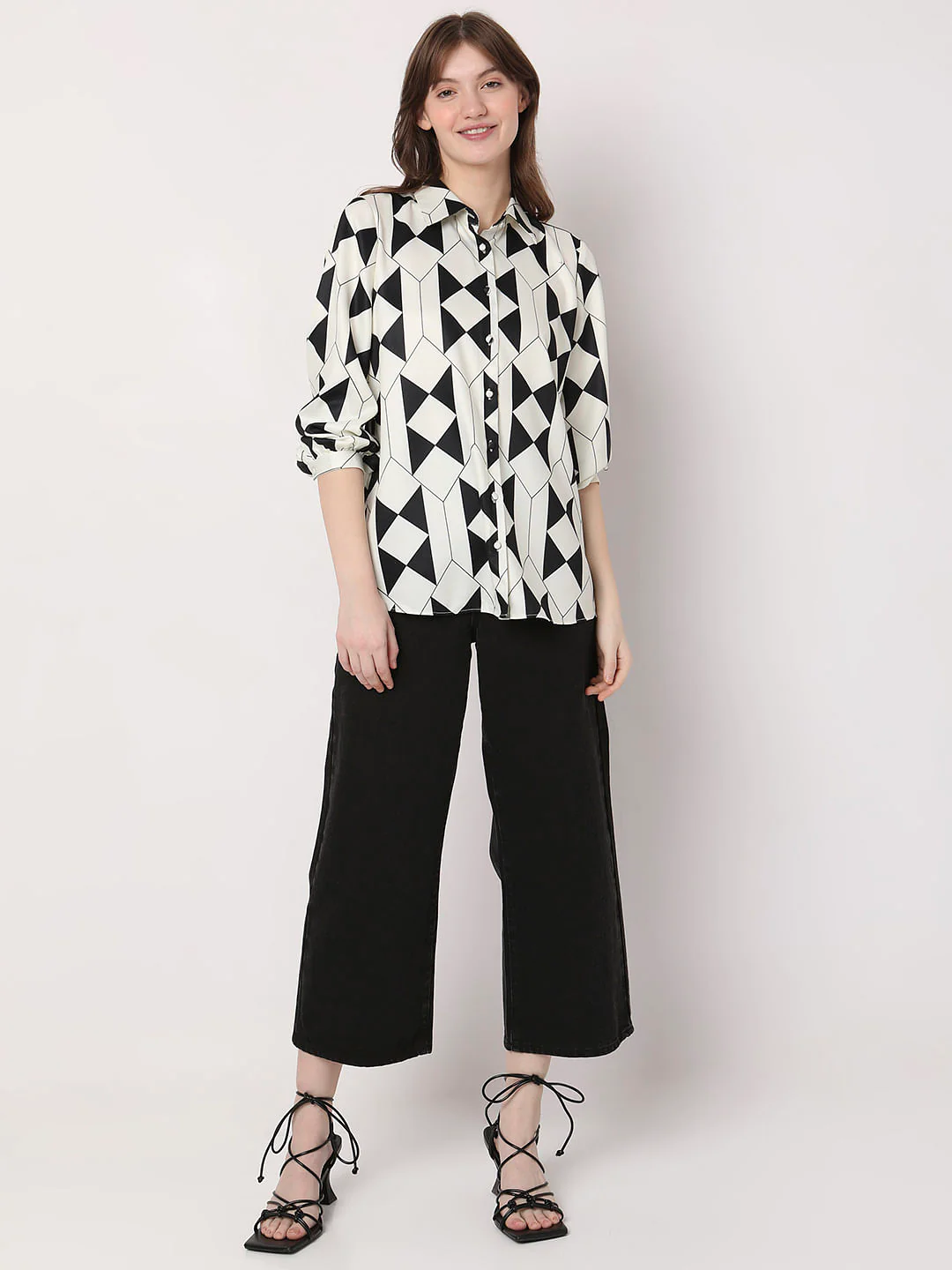 White Abstract Print Shirt - Image 5