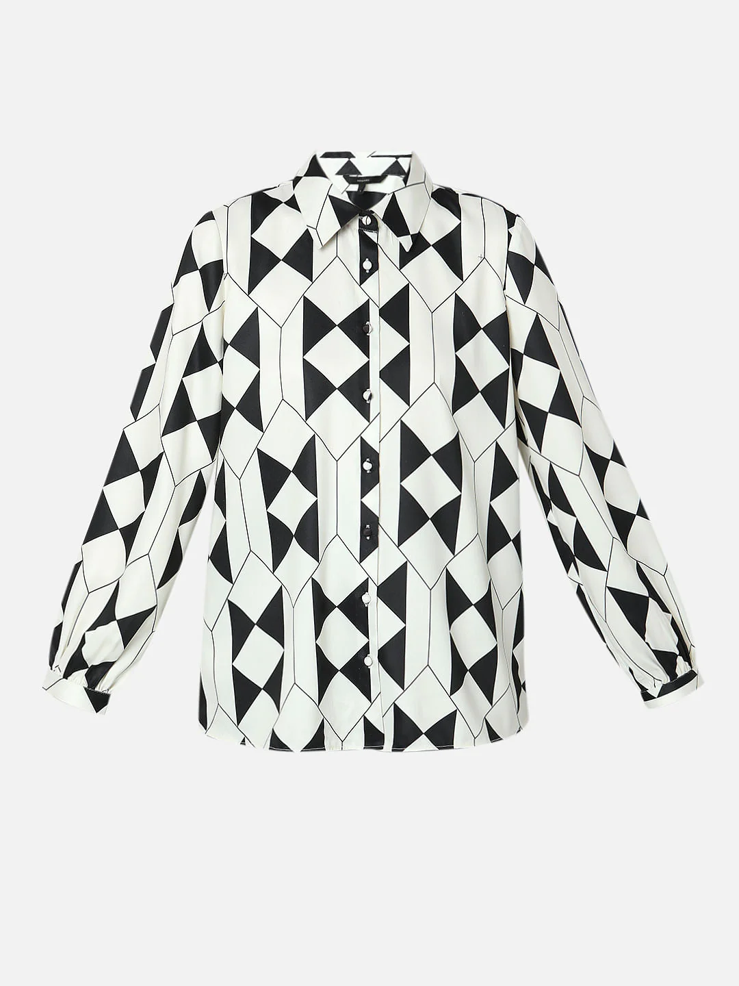 White Abstract Print Shirt - Image 7