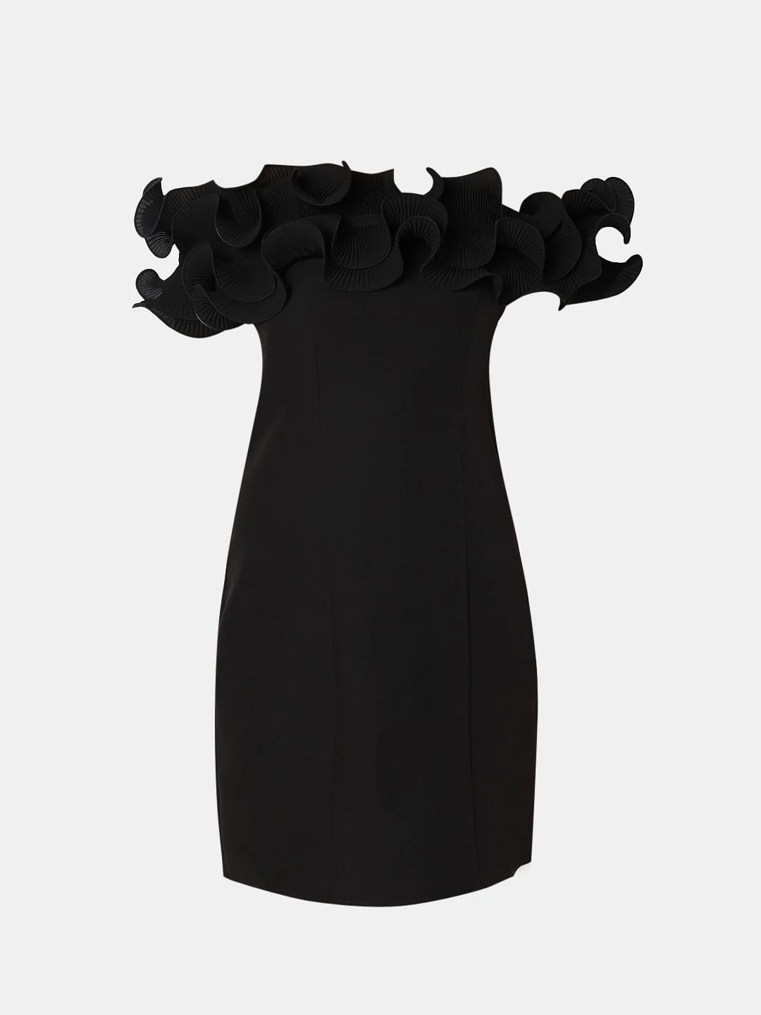 Black Ruffled Off-Shoulder Dress - Image 7