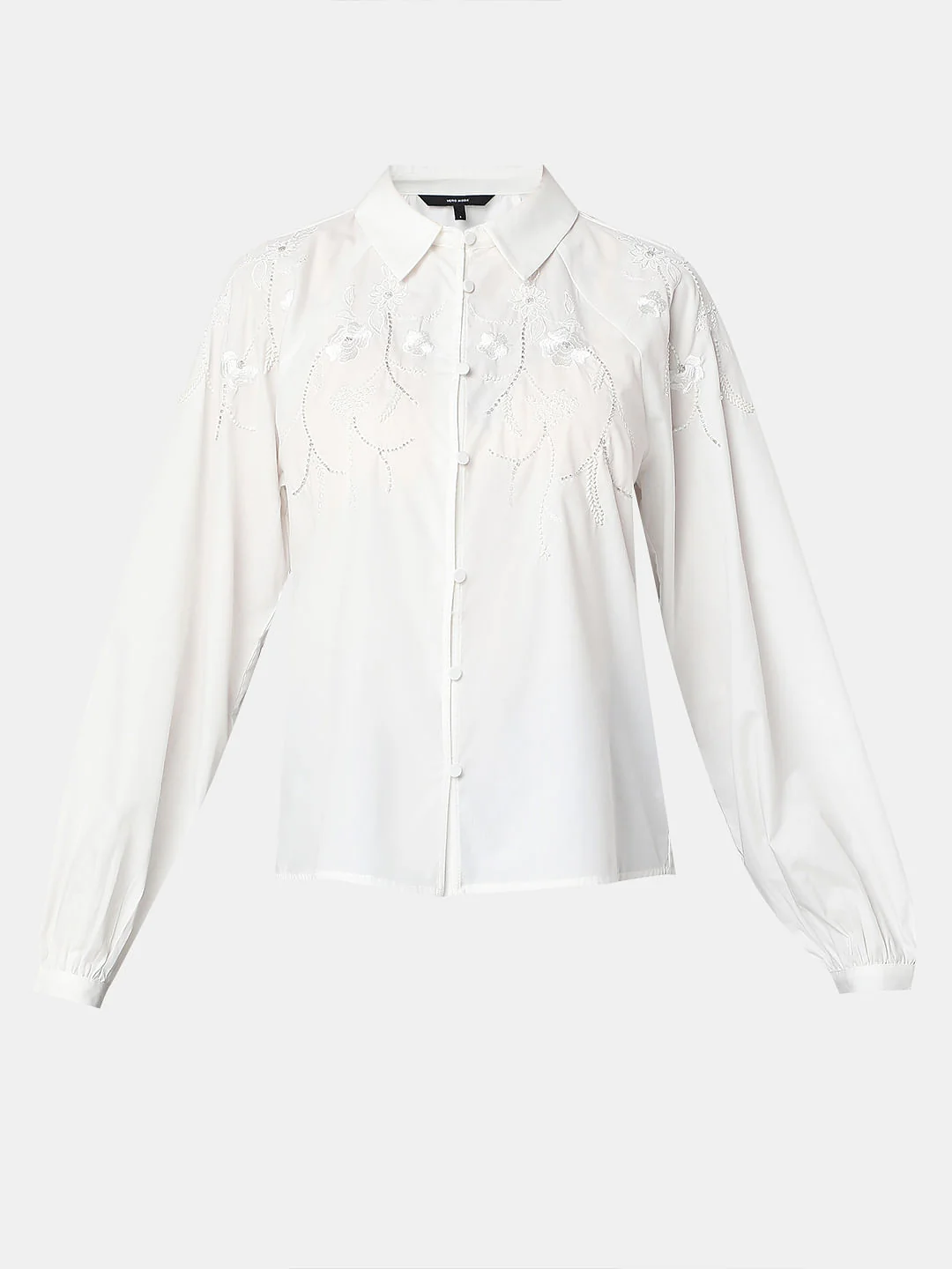 White Embroidered Cotton Shirt - Image 7