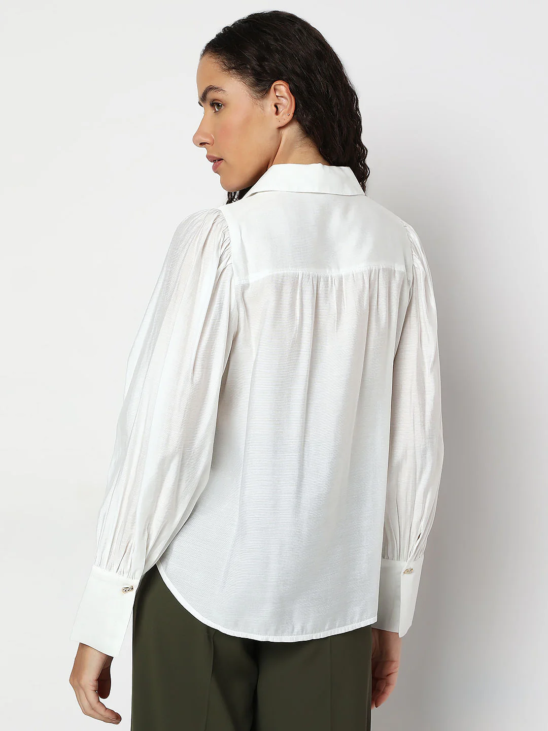 White Pintuck Detail Shirt - Image 4