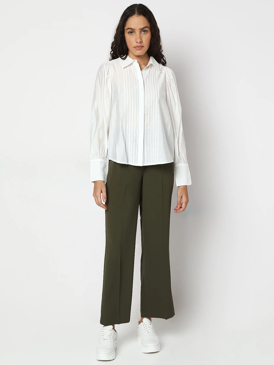 White Pintuck Detail Shirt - Image 5