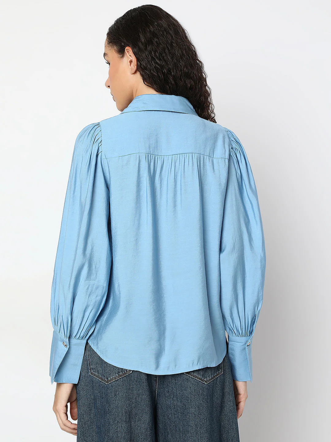 Blue Pintuck Detail Shirt - Image 4