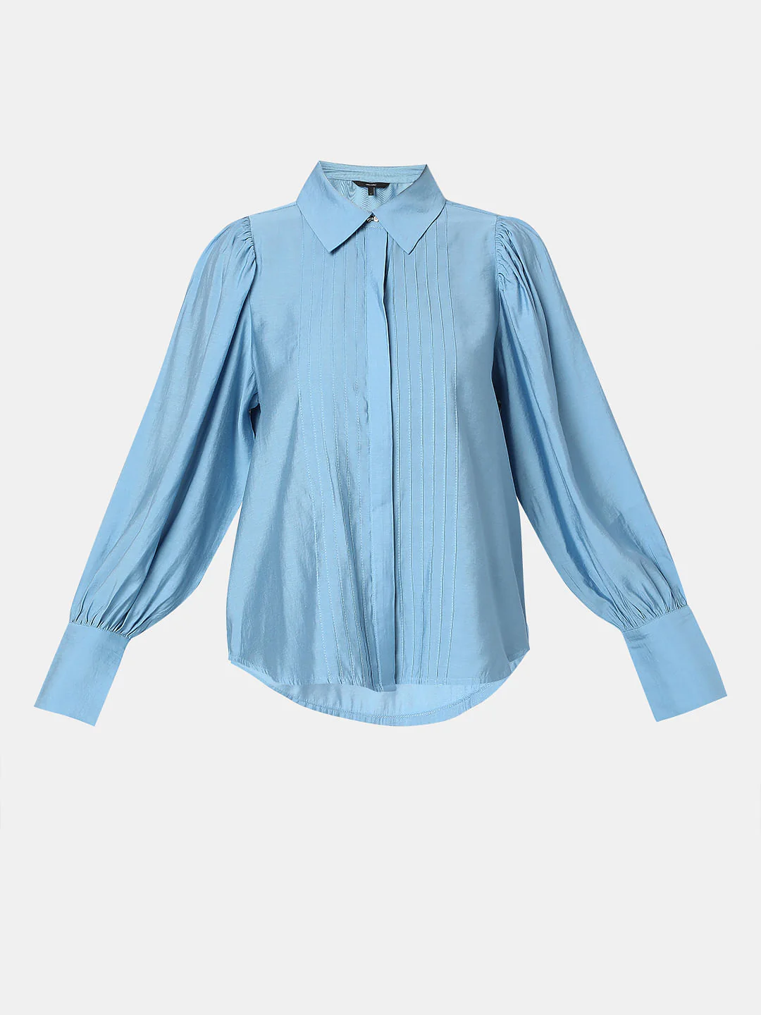 Blue Pintuck Detail Shirt - Image 7