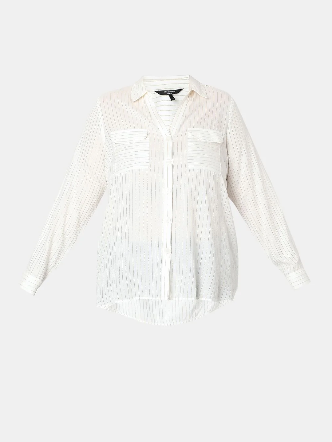 Curve White Glitter Striped Shirt - Image 7