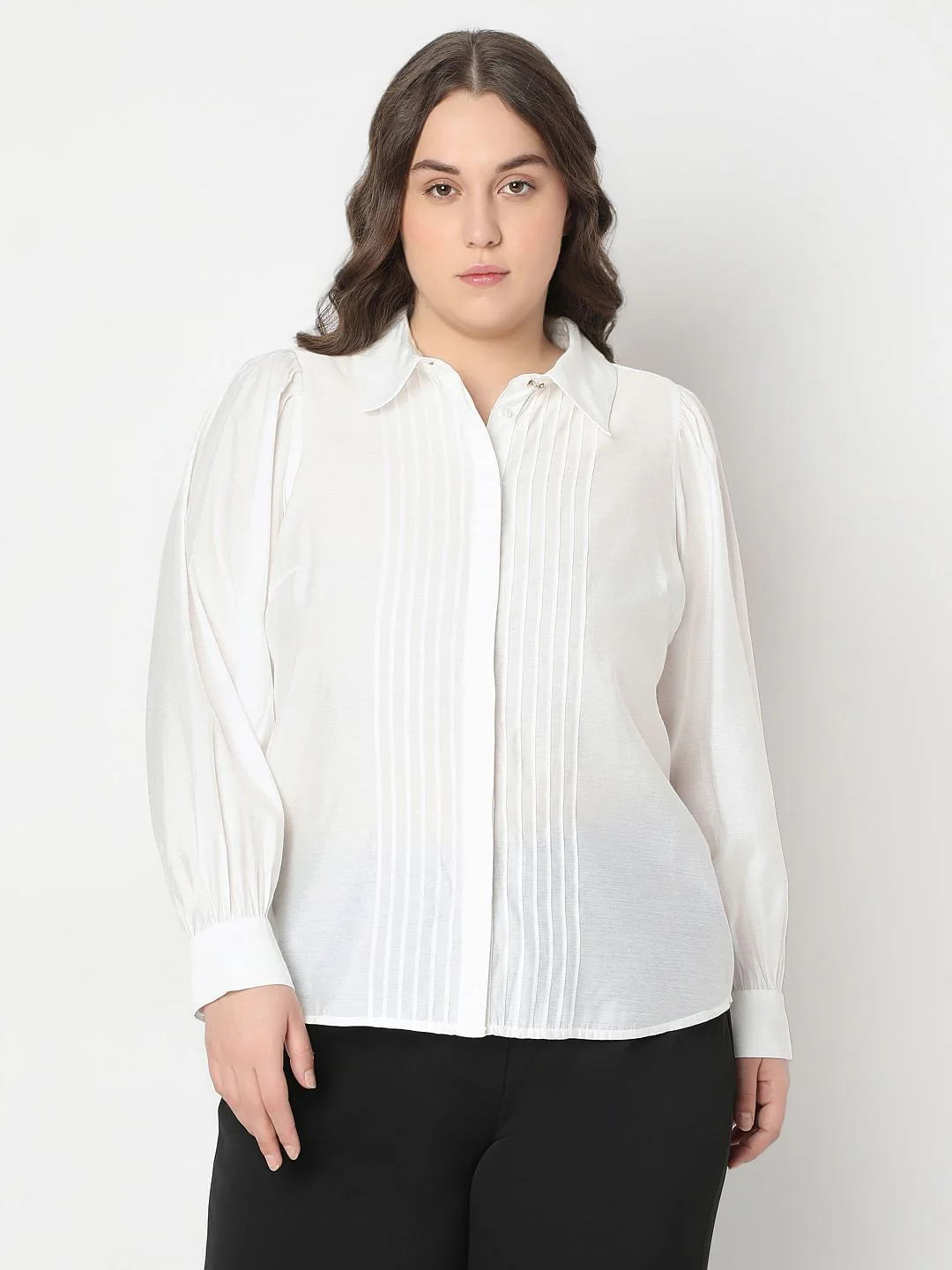 Curve White Pintuck Detail Shirt - Image 2