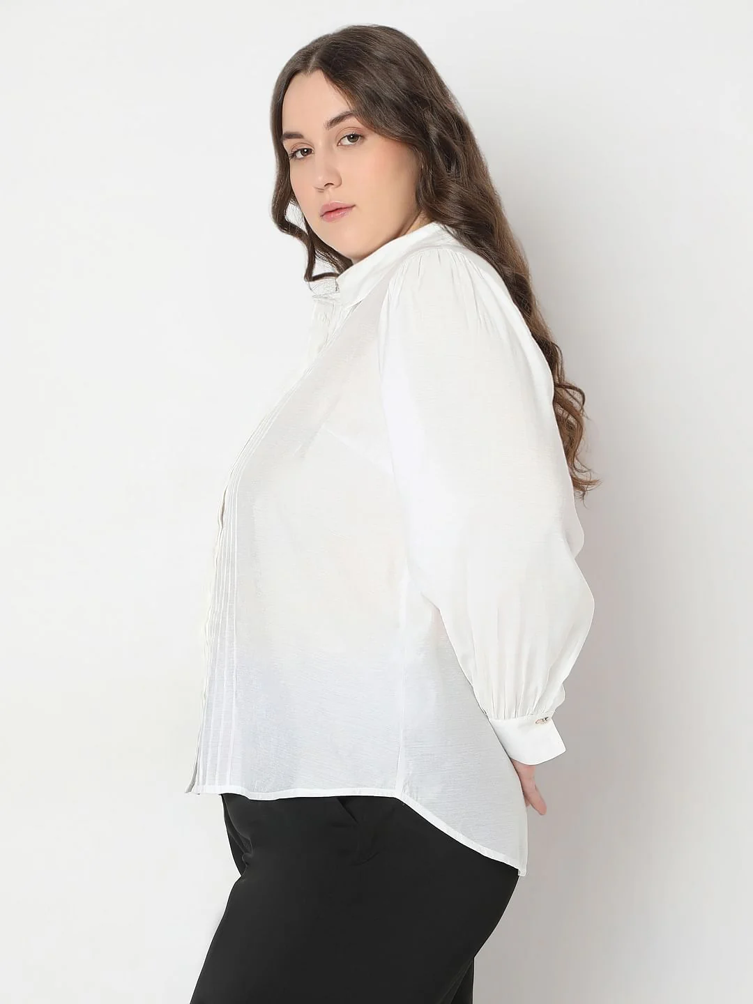 Curve White Pintuck Detail Shirt - Image 3