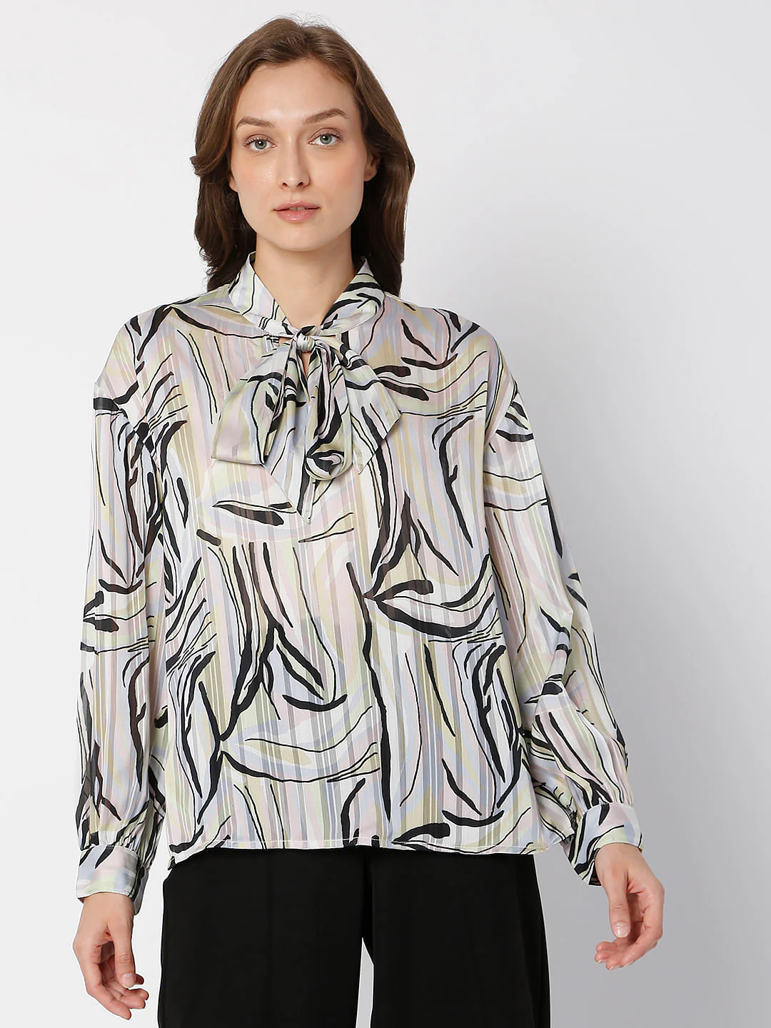 White Abstract Print Top - Image 2