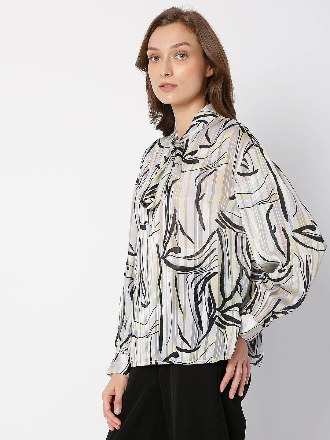 White Abstract Print Top - Image 3