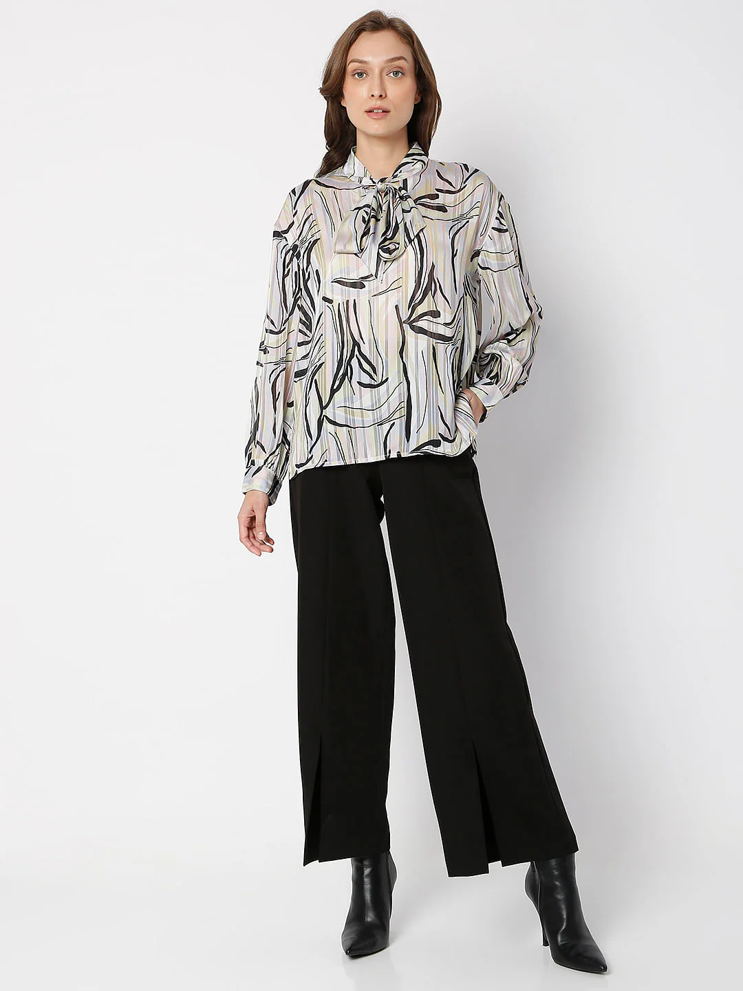 White Abstract Print Top - Image 5