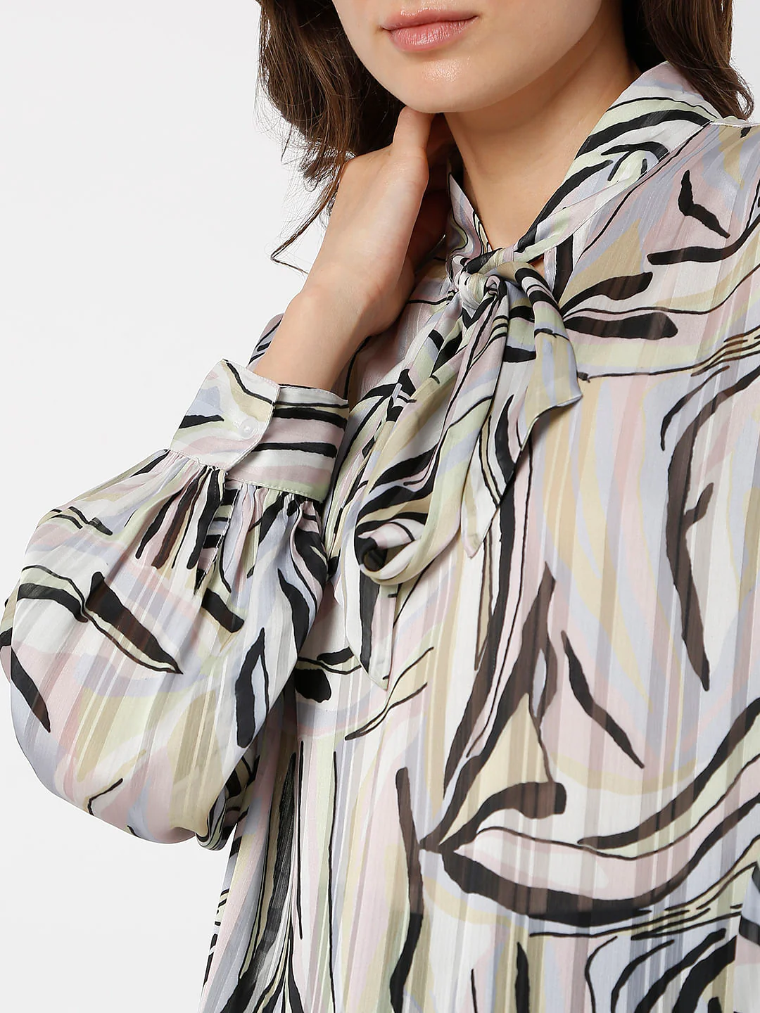 White Abstract Print Top - Image 6