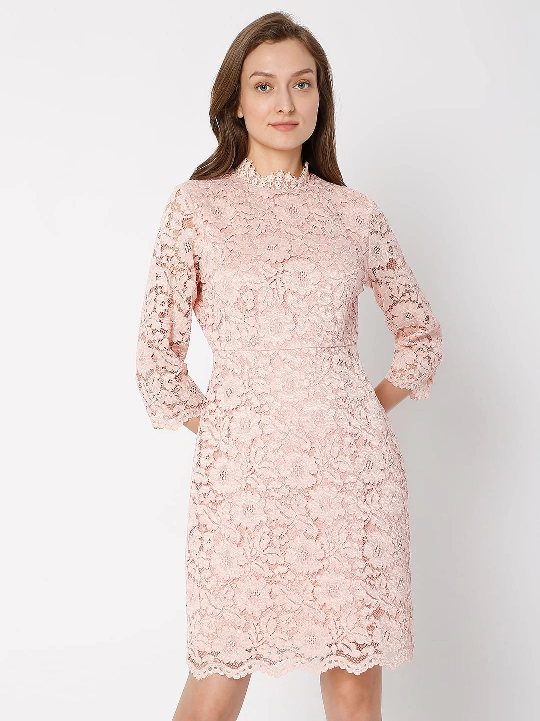 Coral Floral Lace Dress - Image 2