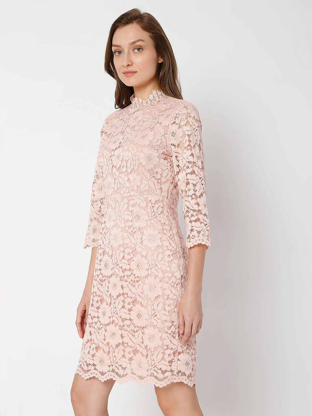 Coral Floral Lace Dress - Image 3