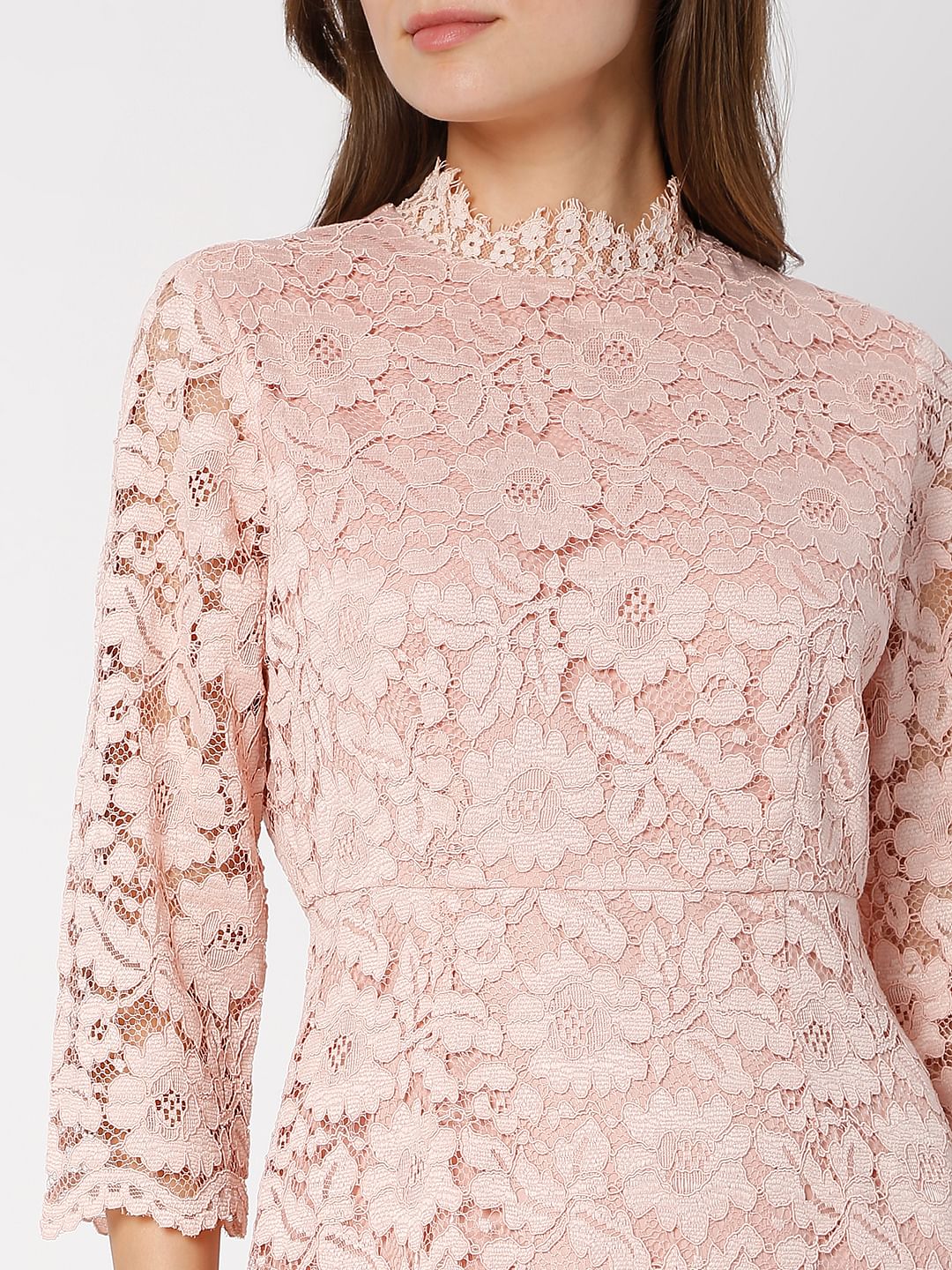 Coral Floral Lace Dress - Image 6