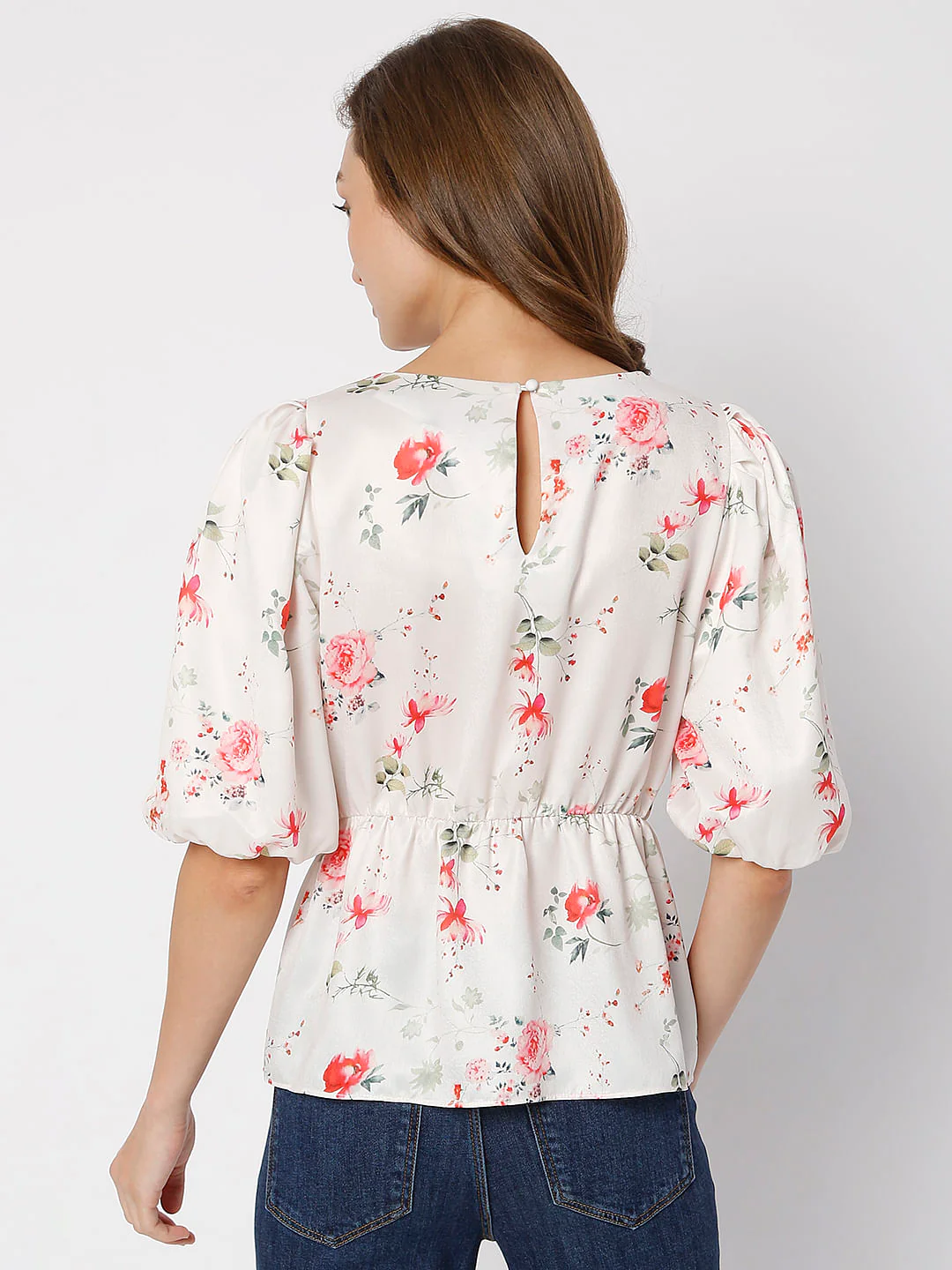 White Floral Print Top - Image 4