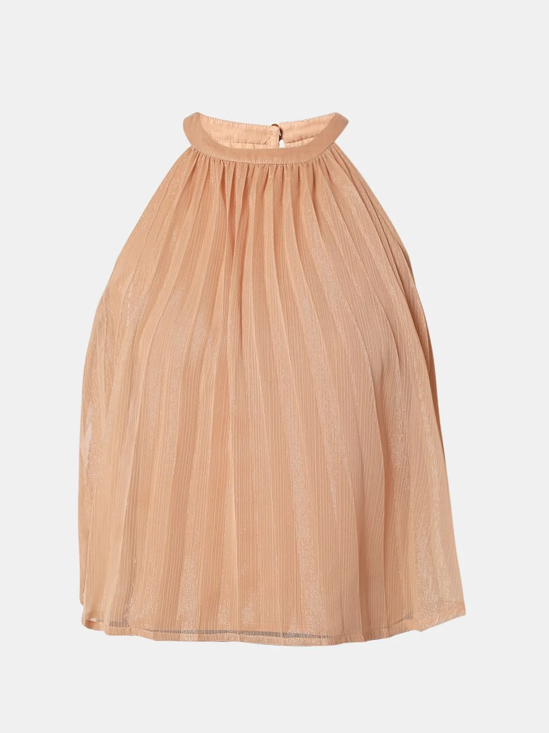 Beige Halter Neck Shimmer Top - Image 7