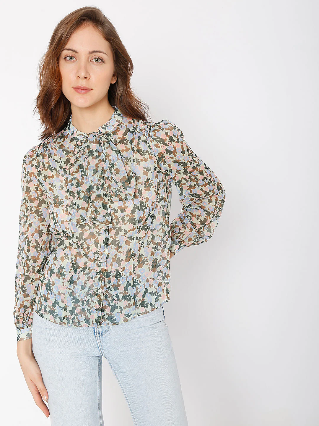 Green Floral Print Shirt - Image 2