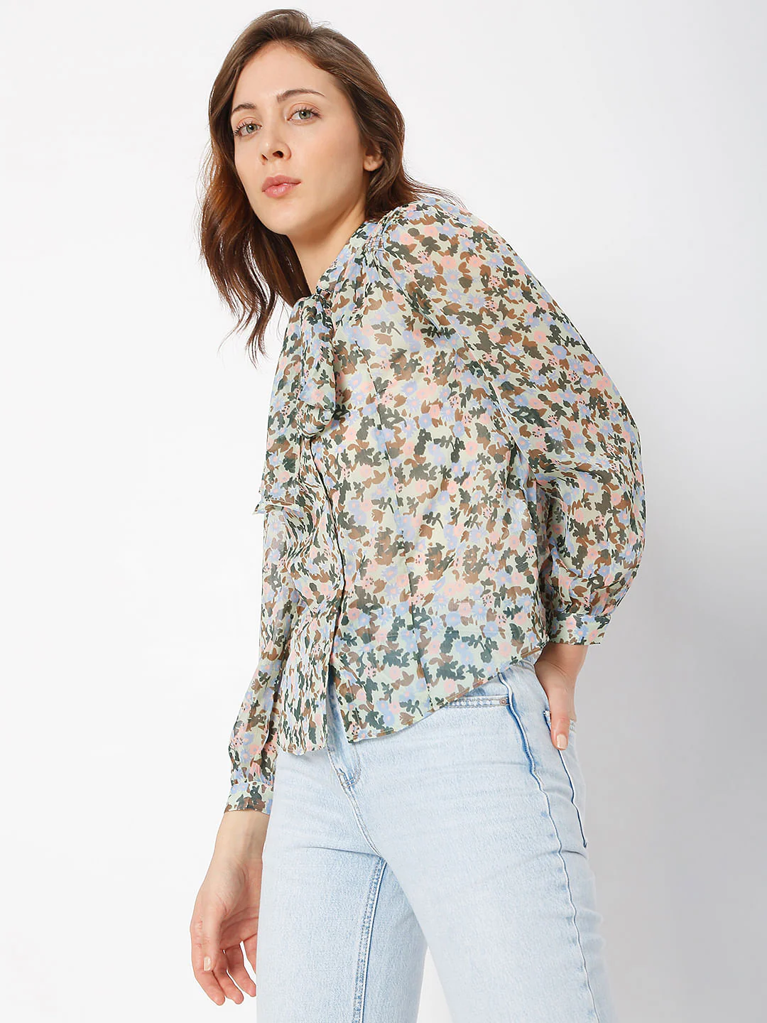 Green Floral Print Shirt - Image 3