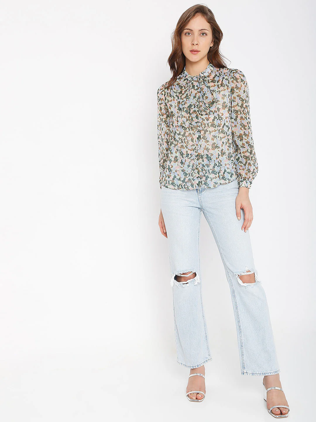Green Floral Print Shirt - Image 5