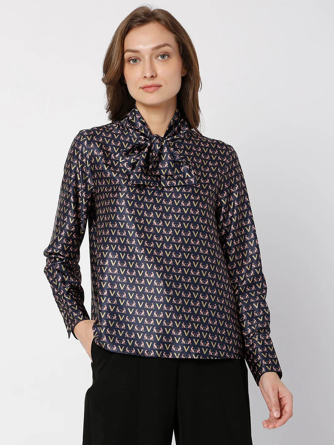 Navy Blue Printed Top - Image 2