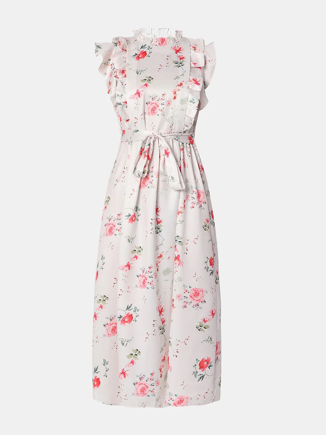 White Floral Print Midi Dress - Image 6