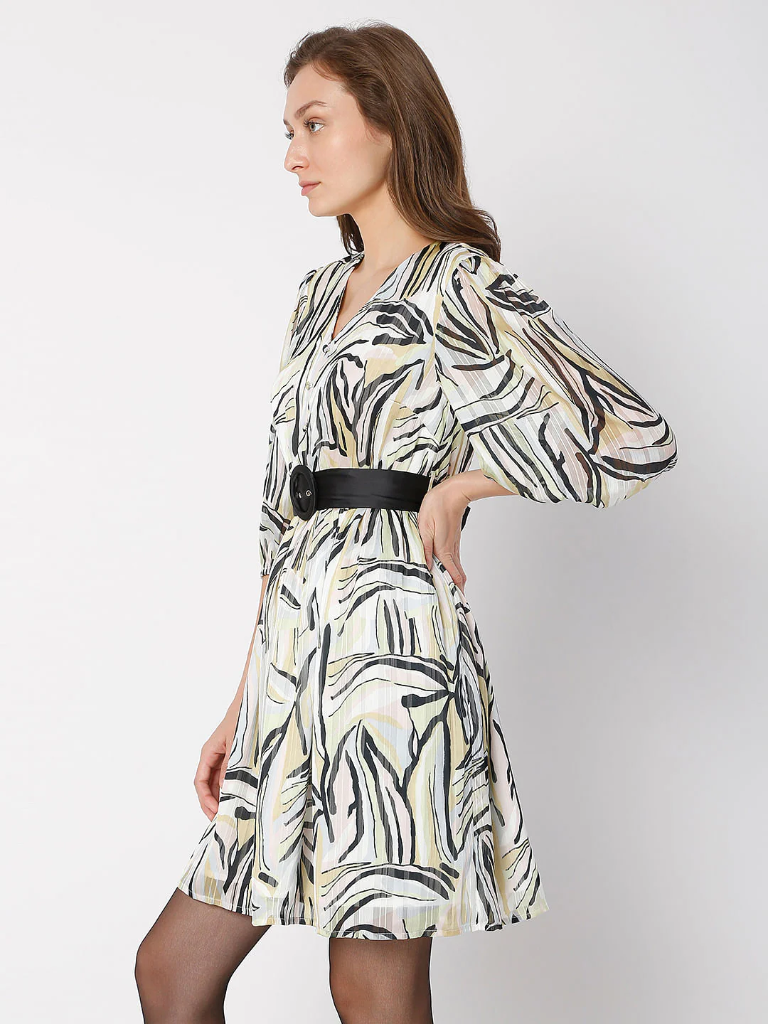 White Abstract Print Shift Dress - Image 3