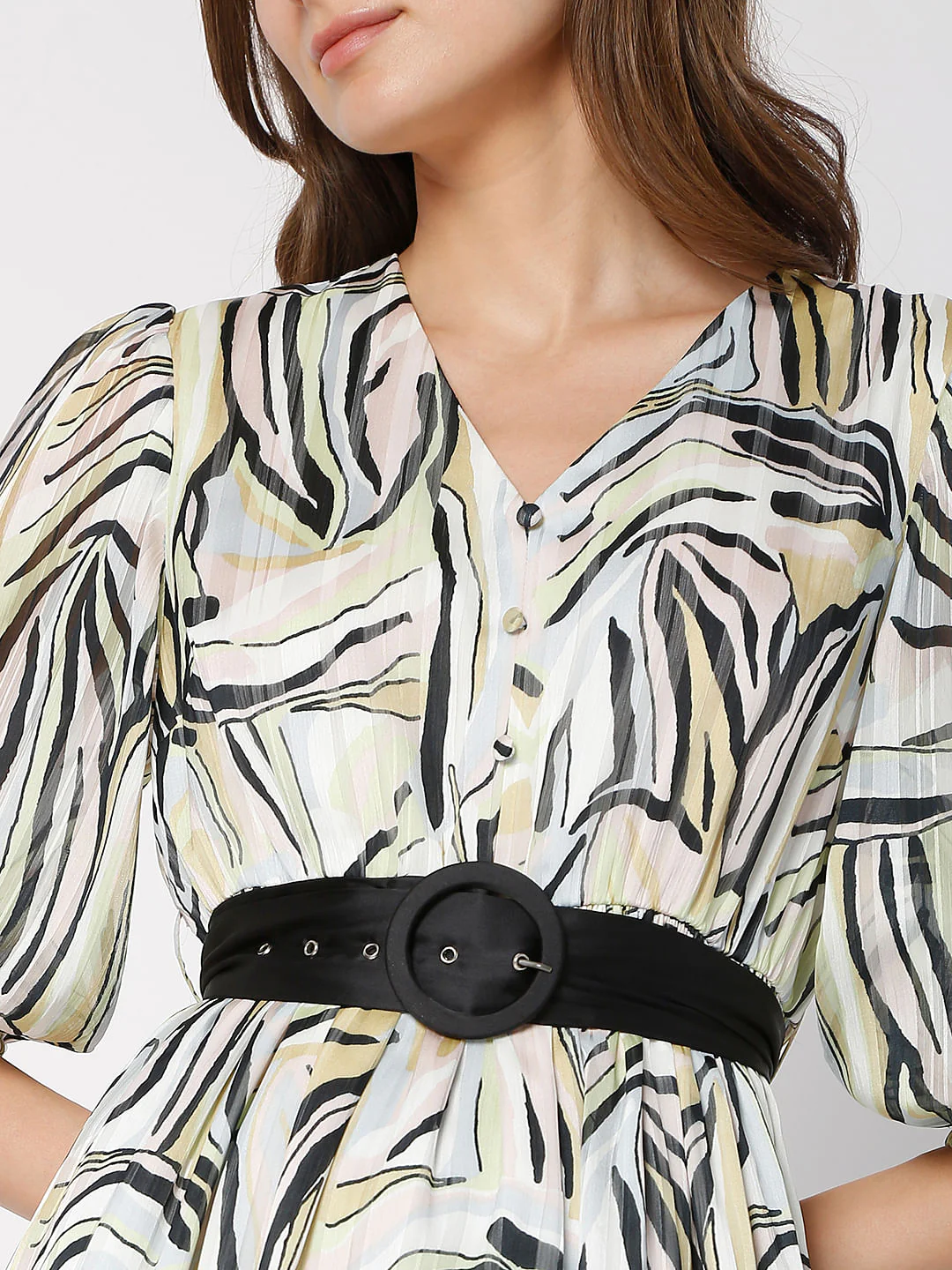 White Abstract Print Shift Dress - Image 6