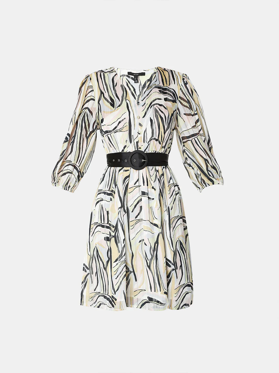 White Abstract Print Shift Dress - Image 7