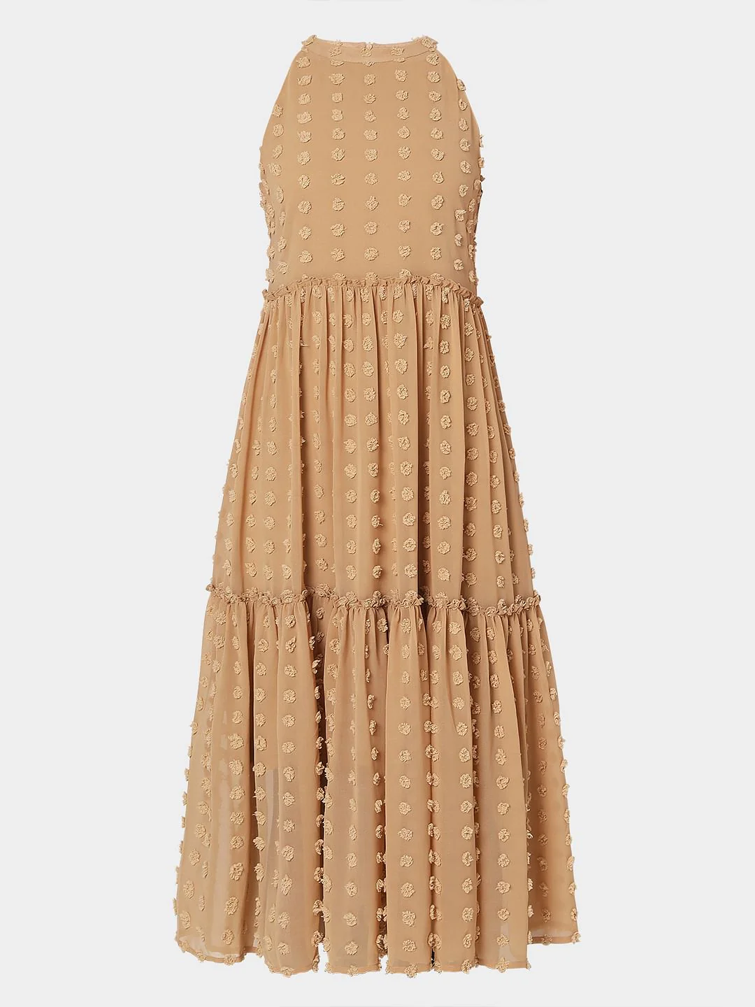 Beige Dobby Midi Dress - Image 6