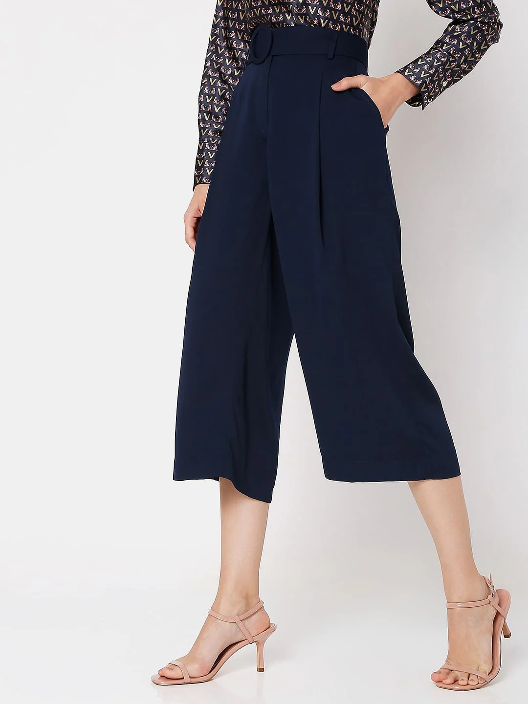 Navy Blue High Rise Culottes - Image 3