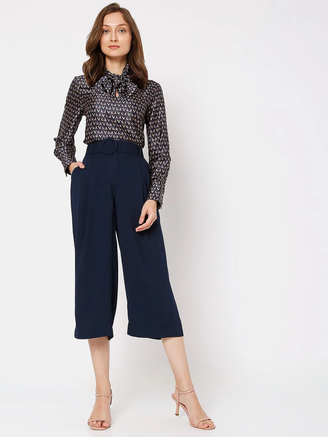 Navy Blue High Rise Culottes - Image 6