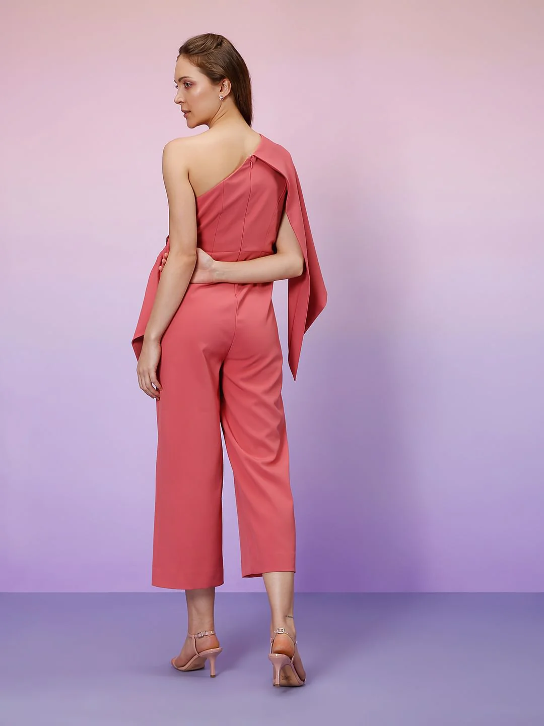 Marquee Pink One Shoulder Jumpsuit - Image 4