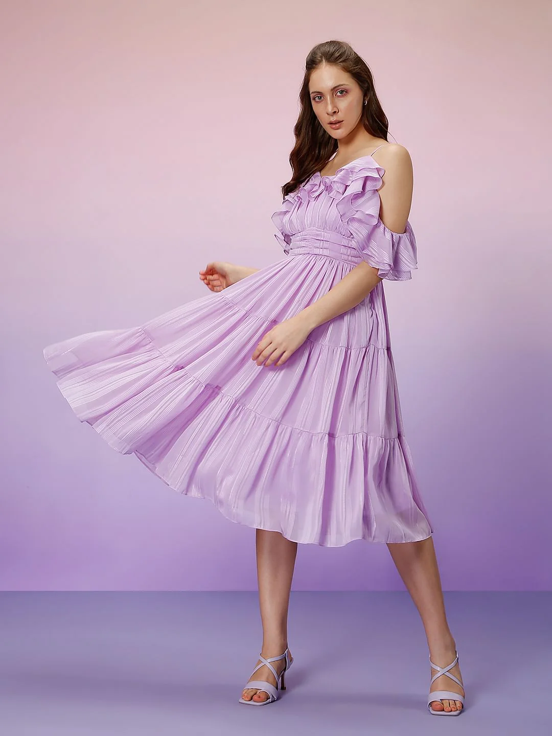 Marquee Lilac Cold-Shoulder Midi Dress - Image 2