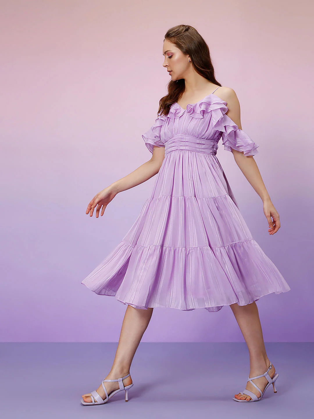 Marquee Lilac Cold-Shoulder Midi Dress - Image 3