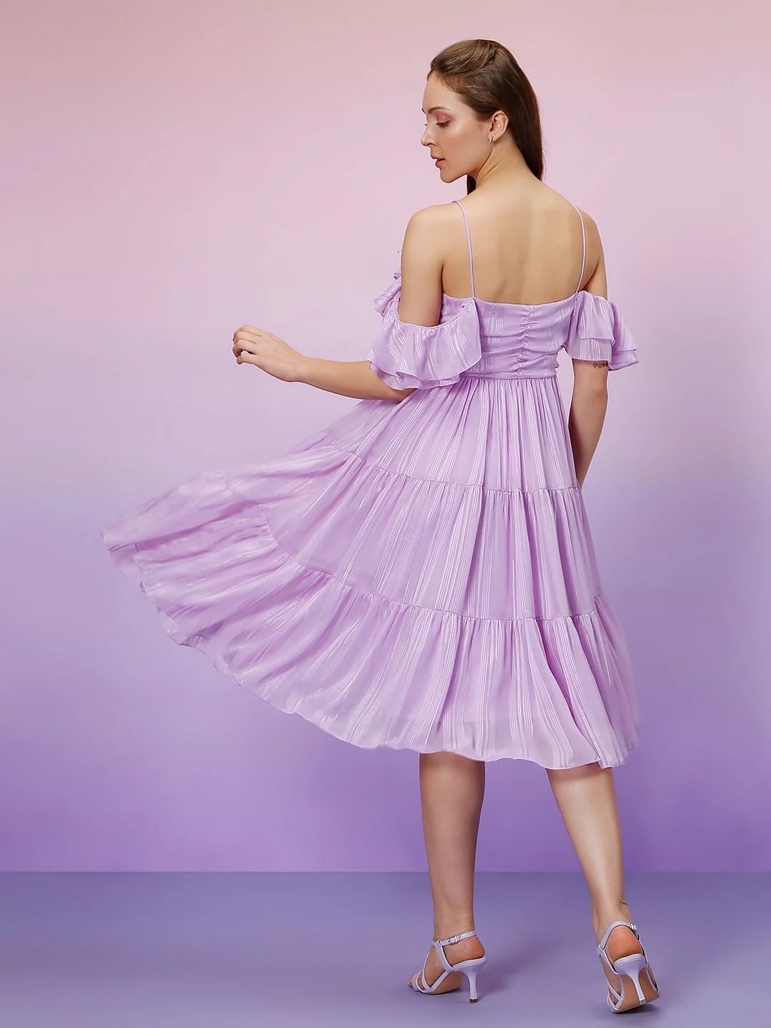 Marquee Lilac Cold-Shoulder Midi Dress - Image 4