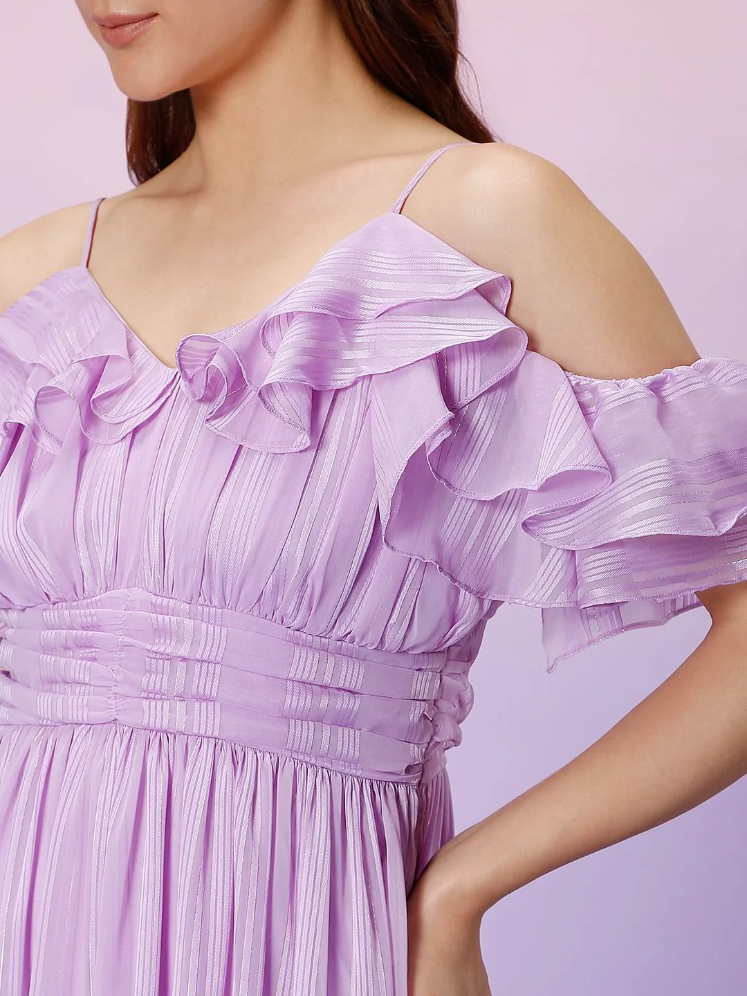 Marquee Lilac Cold-Shoulder Midi Dress - Image 5