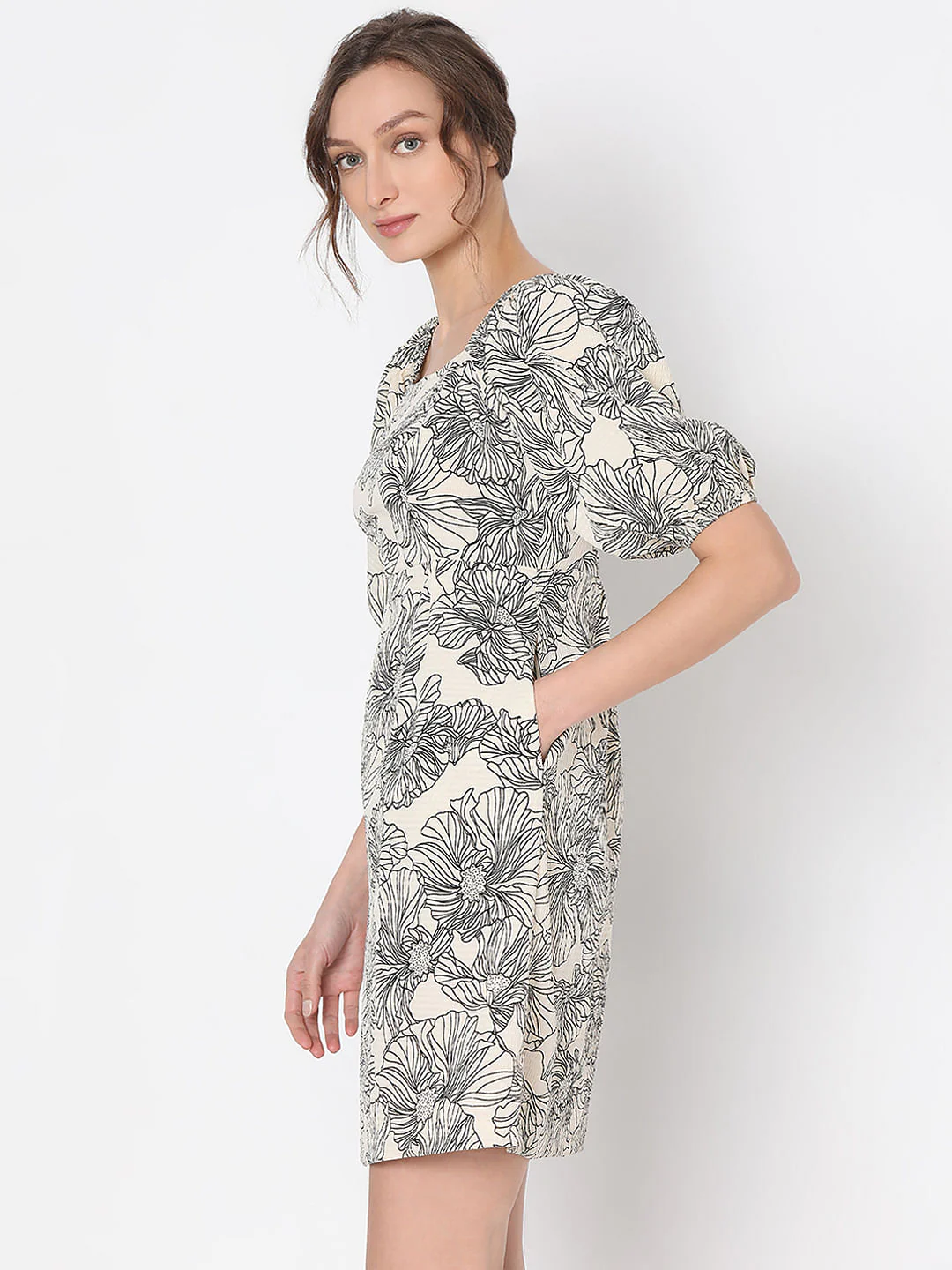 Beige Floral Dress - Image 3