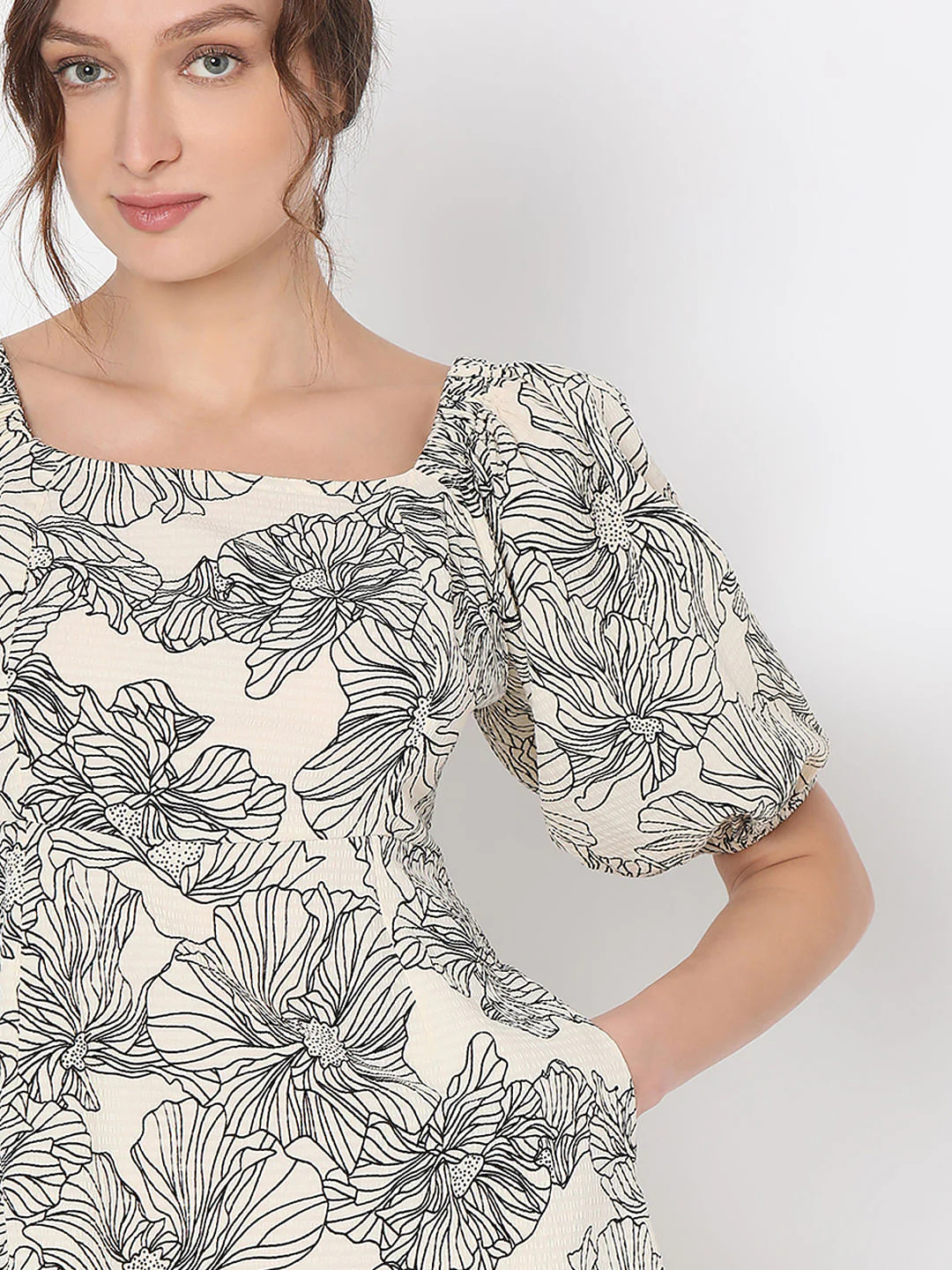 Beige Floral Dress - Image 6